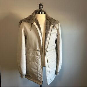 Vintage 80s London Fog Faux Fur Lined Parka Jacket - Beige - Size 40 Reg